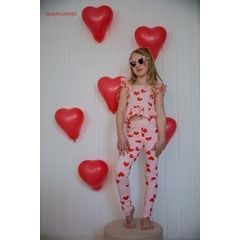 Girls Lovely Pink and Red Hearts Top & Pants  Set