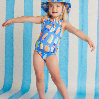 Girls Strap Bather Flamin Galahs Swimsuit | Kids Swimwear
