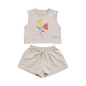 Girls Tulip Grey Shorts and T-shirt  Set