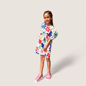 Girls Dress Flower Glow Multicolor