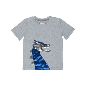 Boy's Grey Goodluck Dragon T-shirt Print
