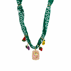 Green Bandana Fruit Charm Necklace