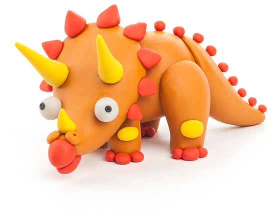 DIY Triceratops Plastic Creative Modelling Air-Dry Clay For Kids 3 Cans