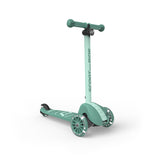 Green scooter with a white background