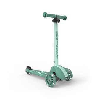 Green scooter with a white background