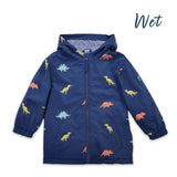 Holly And Beau Kids Color Changing Dinosaur Raincoat | Waterproof Fun Coat