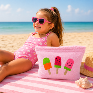 Kids Beach Towel Pouch 3 Icecream Pink