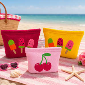Kids Beach Towel Pouch 3 Icecream Fushia