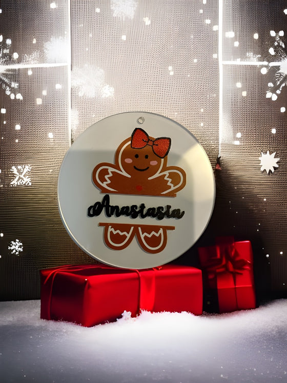 Personalised Acryllic Christmas Gingerbread Girl  Holiday Ornament   Bauble