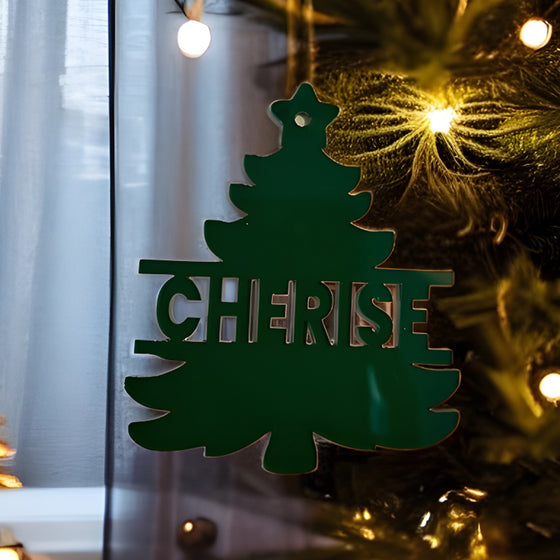 Personalised Acryllic Christmas Tree Cutout  Holiday Ornament  Bauble
