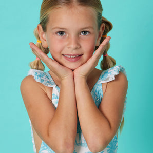 Jungle Turquoise Girl's One Piece Pleated