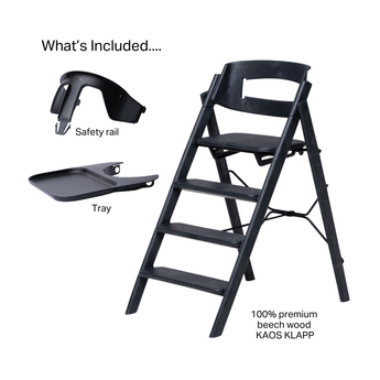KAOS Klapp High Chair Recycled + Safety Rail + Food Tray