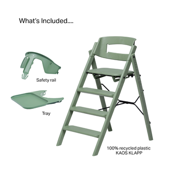 KAOS Klapp High Chair Recycled + Safety Rail + Food Tray