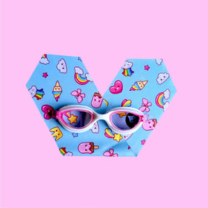 White Junior Swimming Goggles – Ultra-Soft Band Kawaii