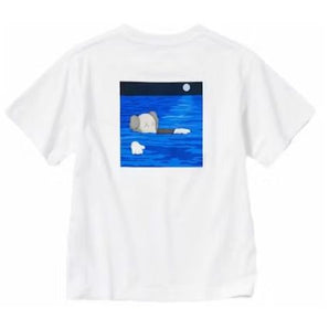 Kaws X Uniqlo UT White Blue Kids Short Sleeve Artbook Cover T-Shirt