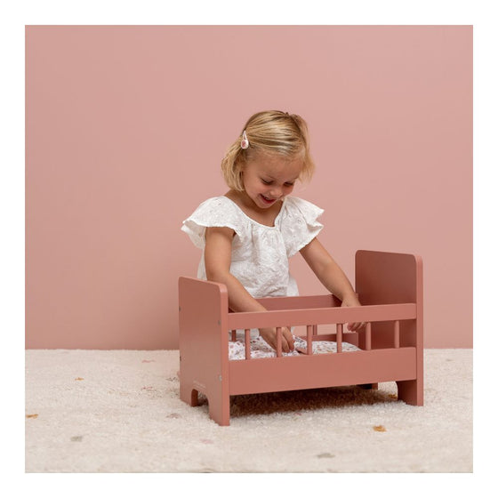 Wooden Doll Bed with Blanket Set