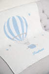 Blue Hot Air Balloon Knit Blanket