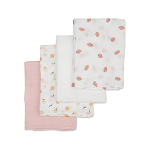 Lulujo 4 Pack Bamboo Muslin Swaddle Blankets