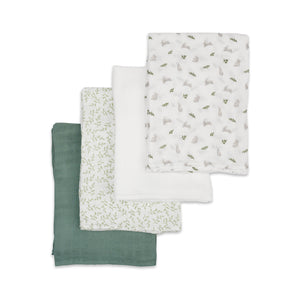 Lulujo 4 Pack Bamboo Muslin Swaddle Blankets