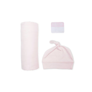 Lulujo Bamboo Hat and Swaddle Blanket Newborn Gift Set