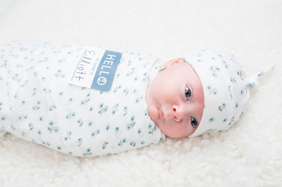 Bamboo Hat & Swaddle Blanket - Blueberries