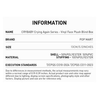 Labubu Crybaby Crying Again Series Vinyl Face Plush Blind Box | Toys