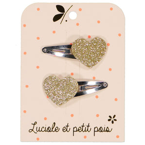 Luciole Et Petit Pois Heart Hair Clips â€“ Charming Pair | Hair Accessories