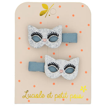 Luciole Et Petit Pois Whimsical Cat Mask Hair Clips â€“ Add Sparkle & Style | Hair Accessories