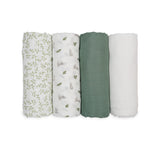 Lulujo 4 Pack Bamboo Muslin Swaddle Blankets