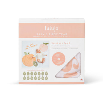 Lulujo Baby's First Year Milestone Blanket & Cards Set | Premium Muslin Gift
