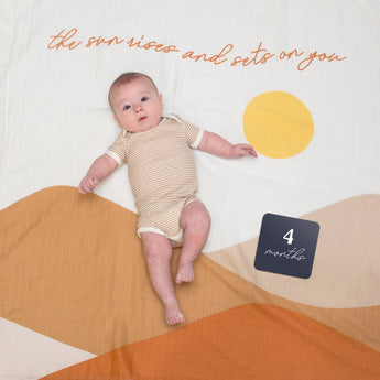 Lulujo Baby's First Year Milestone Blanket & Cards Set | Premium Muslin Gift