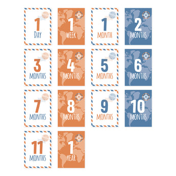 Lulujo Baby's First Year Milestone Blanket & Cards Set | Premium Muslin Gift