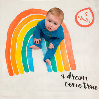 Lulujo Baby's First Year Milestone Blanket & Cards Set | Premium Muslin Gift