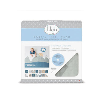 Lulujo Baby's First Year Milestone Blanket & Cards Set | Premium Muslin Gift