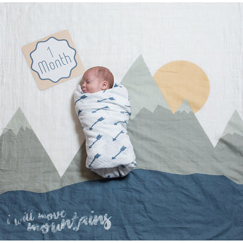 Lulujo Baby's First Year Milestone Blanket & Cards Set | Premium Muslin Gift