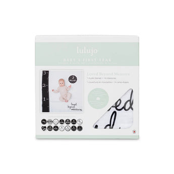 Lulujo Baby's First Year Milestone Blanket & Cards Set | Premium Muslin Gift