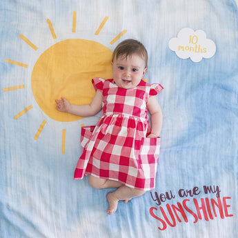 Lulujo Baby's First Year Milestone Blanket & Cards Set | Premium Muslin Gift