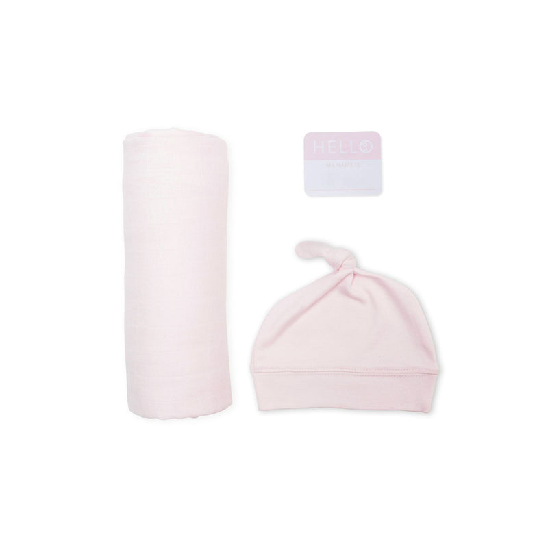 Lulujo Bamboo Hat and Swaddle Blanket Newborn Gift Set