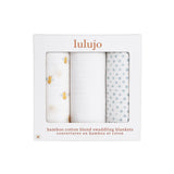Lulujo Bamboo Muslin Swaddle Blankets 3 Pack | Baby Essentials Gift Set