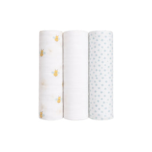 Lulujo Bamboo Muslin Swaddle Blankets 3 Pack | Baby Essentials Gift Set