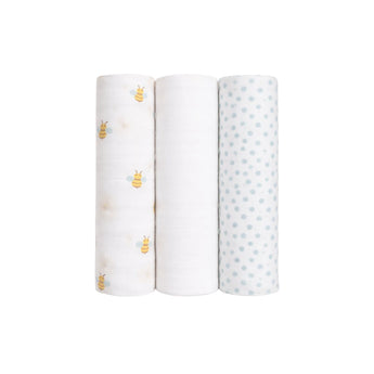 Lulujo Bamboo Muslin Swaddle Blankets 3 Pack | Baby Essentials Gift Set