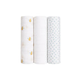 Lulujo Bamboo Muslin Swaddle Blankets 3 Pack | Baby Essentials Gift Set