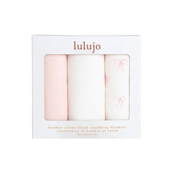 Lulujo Bamboo Muslin Swaddle Blankets 3 Pack | Baby Essentials Gift Set