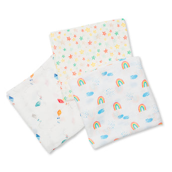 Lulujo Bamboo Muslin Swaddle Blankets 3 Pack | Silky Soft 70% Bamboo Viscose