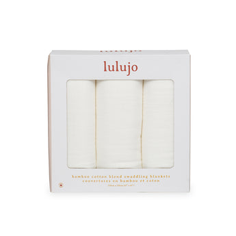 Lulujo Bamboo Muslin Swaddle Blankets 3 Pack | Silky Soft 70% Bamboo Viscose