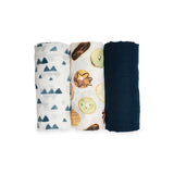 Lulujo Bamboo Muslin Swaddle Blankets 3 Pack | Silky Soft 70% Bamboo Viscose