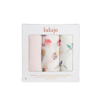 Lulujo Bamboo Muslin Swaddle Blankets 3 Pack | Silky Soft 70% Bamboo Viscose
