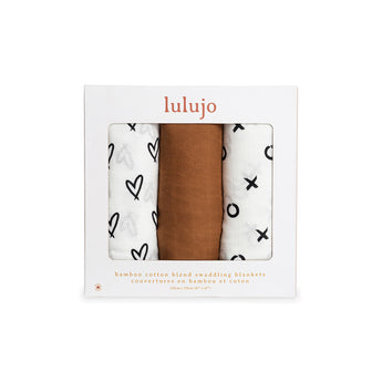 Lulujo Bamboo Muslin Swaddle Blankets 3 Pack | Silky Soft 70% Bamboo Viscose