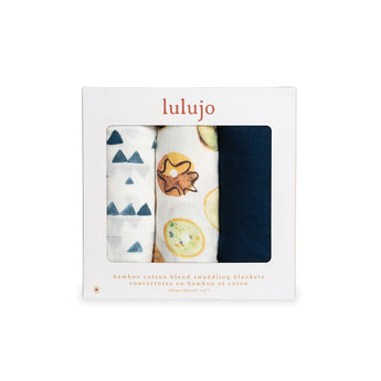 Lulujo Bamboo Muslin Swaddle Blankets 3 Pack | Silky Soft 70% Bamboo Viscose