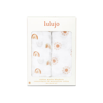 Lulujo Cotton Muslin Swaddles 2 Pack | Ultra Soft Breathable Baby Blankets